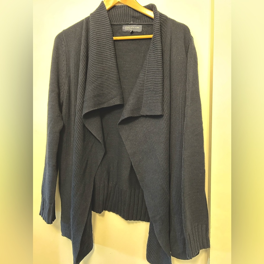 EUC Jones New York Signature women’s open front cardigan dark blue Sz Large